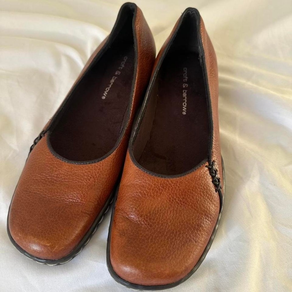 Croft & Barrow Office Casual Brown‎ Leather Flats Size 7.5